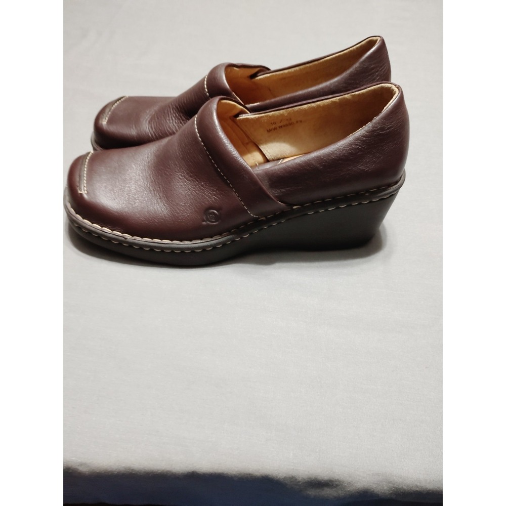 NWOT BORN W9550 P5 Women 10/42 Brown Leather Slip-on Wedge Preppy Academia Shoe‎ - Picture 9 of 12